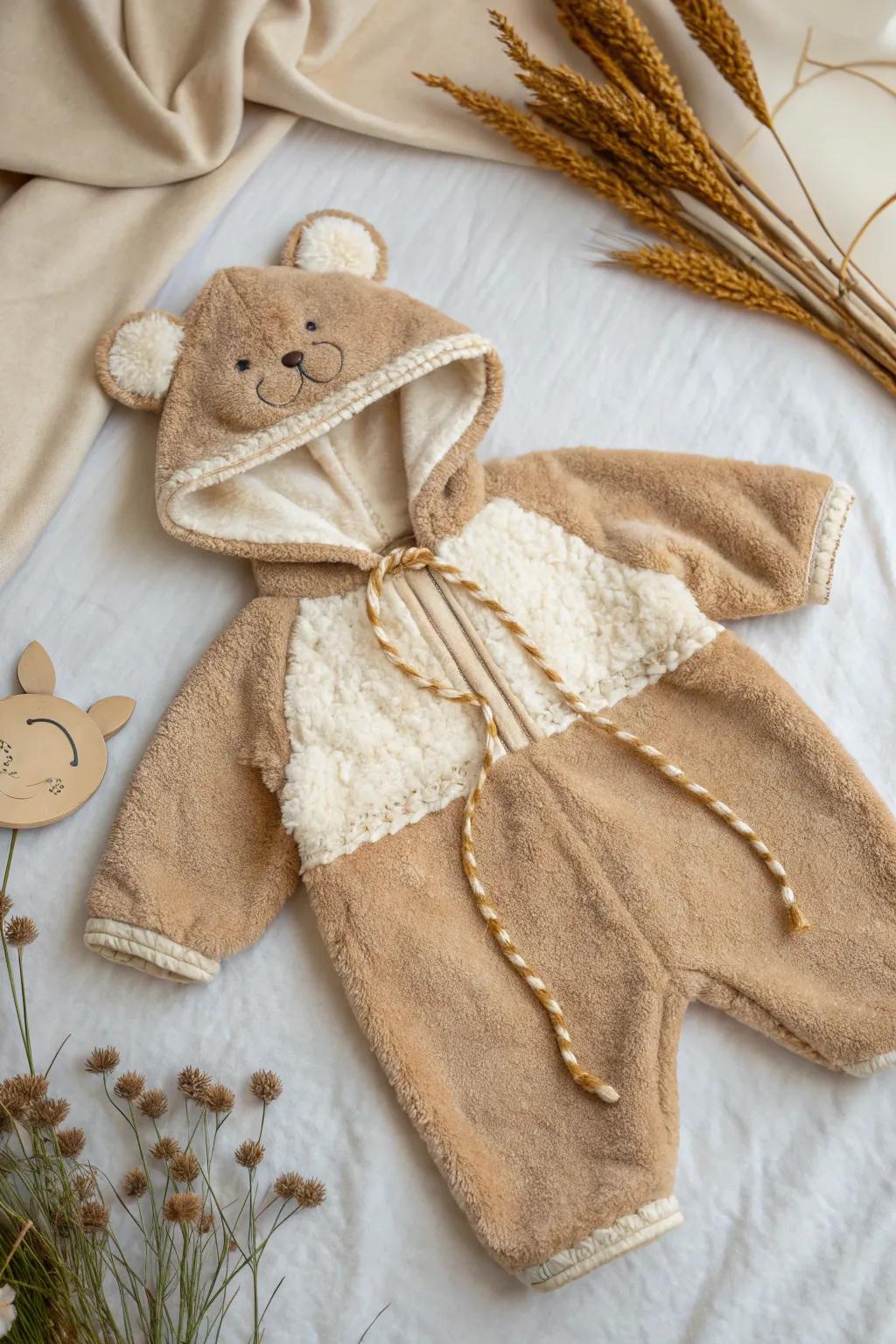 Embrace the charm of simplicity with this eco-friendly bear costume, crafted for snuggly adventures.