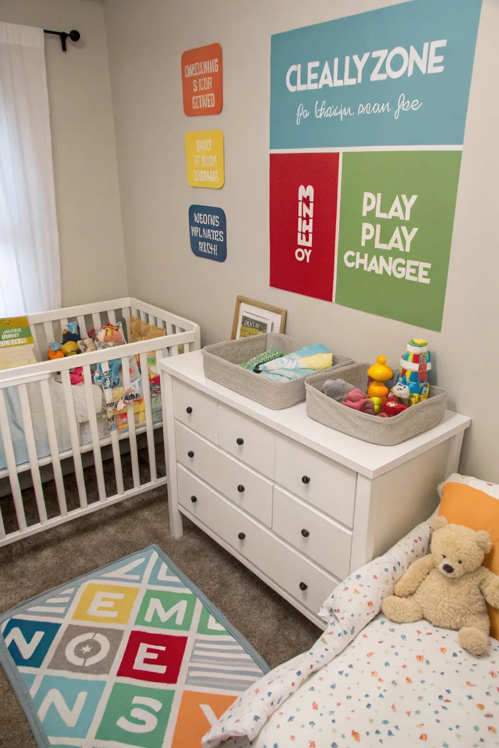 Defined zones optimize the nursery's functionality.