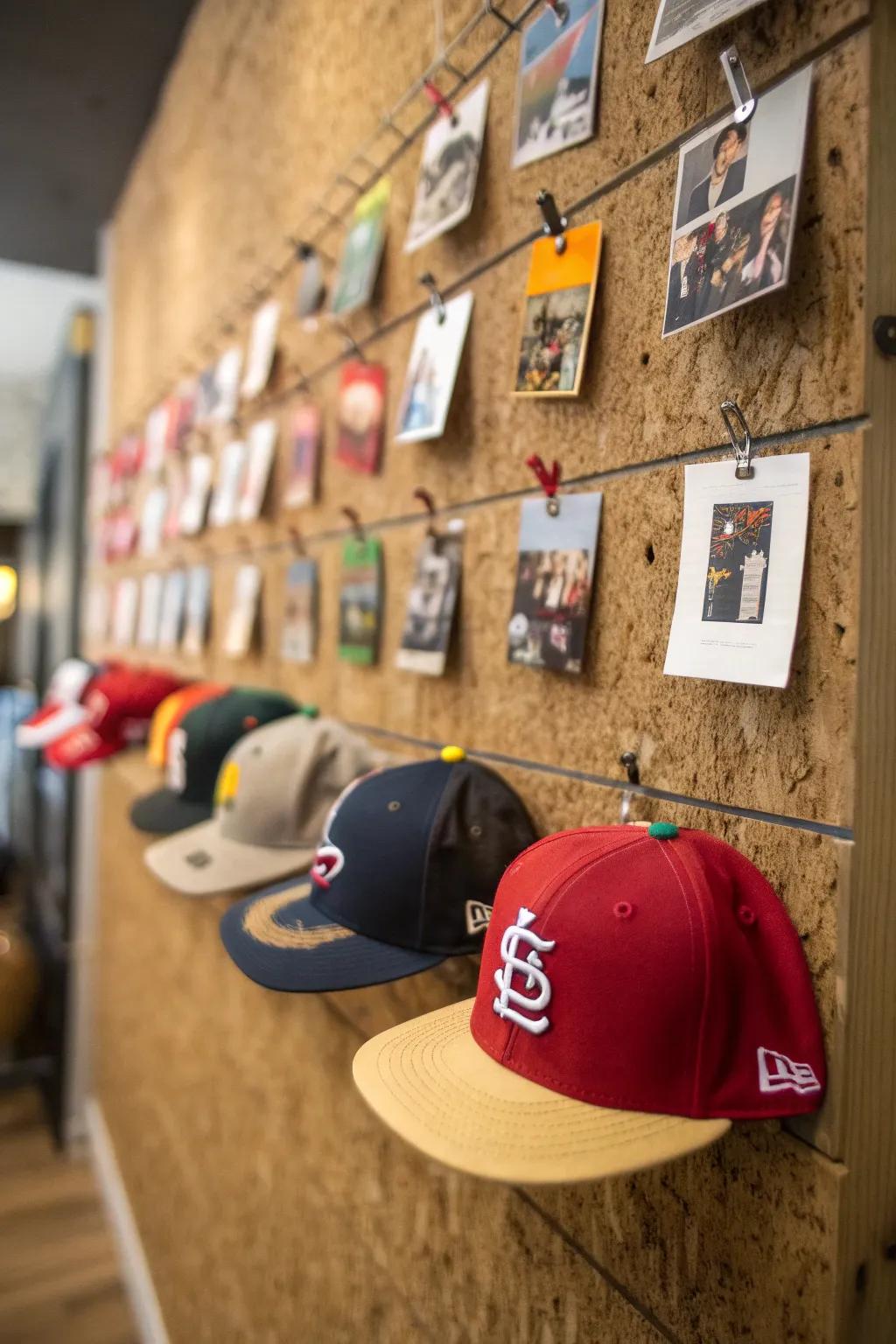 Elevate your hat game with a custom corkboard display—where style meets personalization.