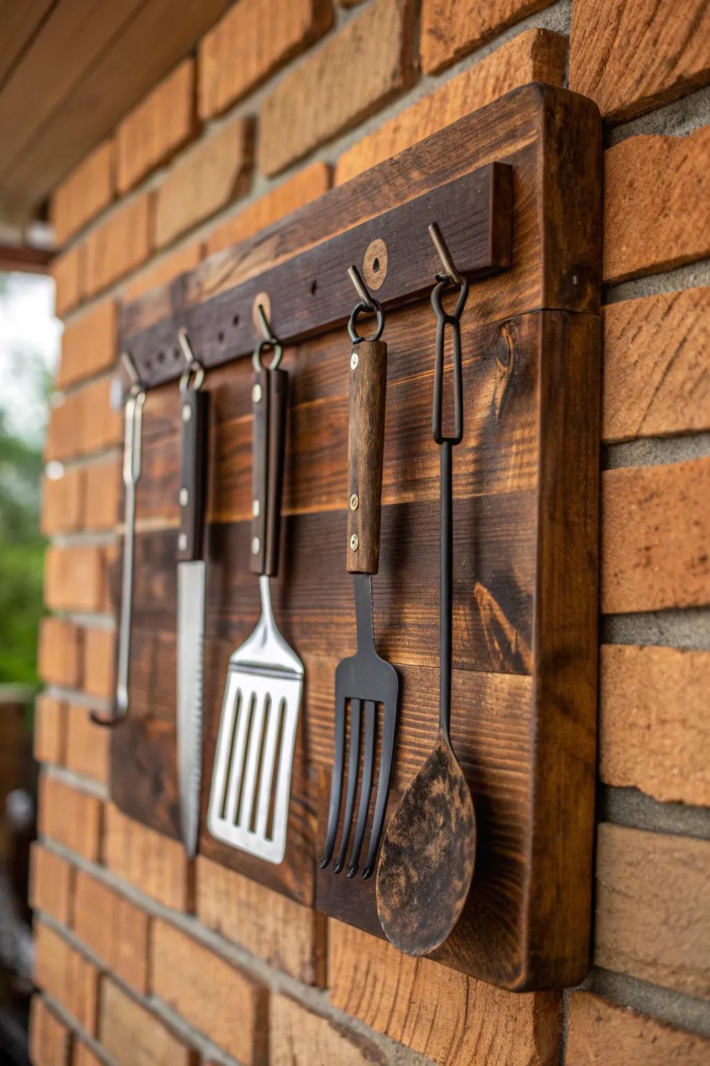 Elevate your BBQ game with handcrafted grill tool hooks that marry functionality with rugged elegance.