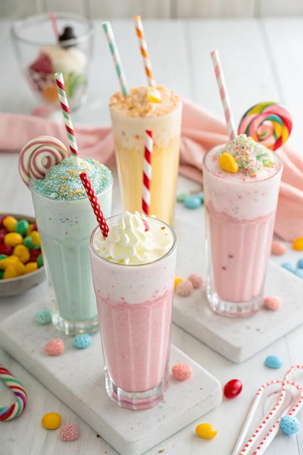 Candy cocktails add a playful twist to the event.