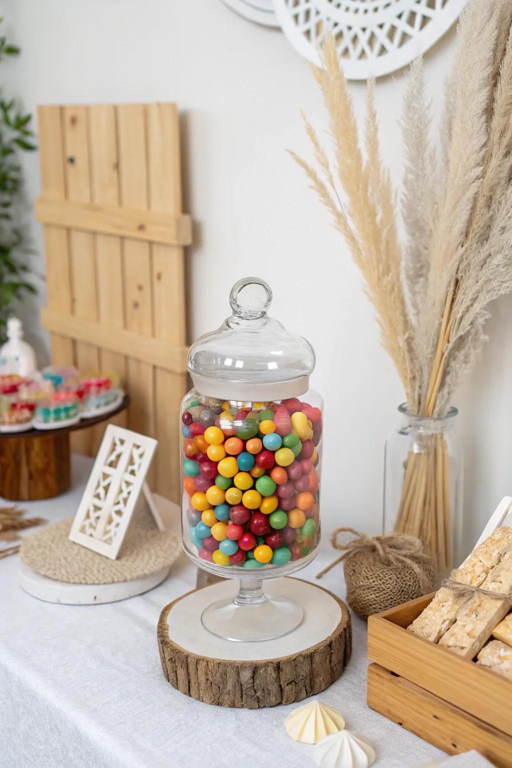 Unleash your creativity at this charming candy and craft station, where sweet treats meet artistic flair!