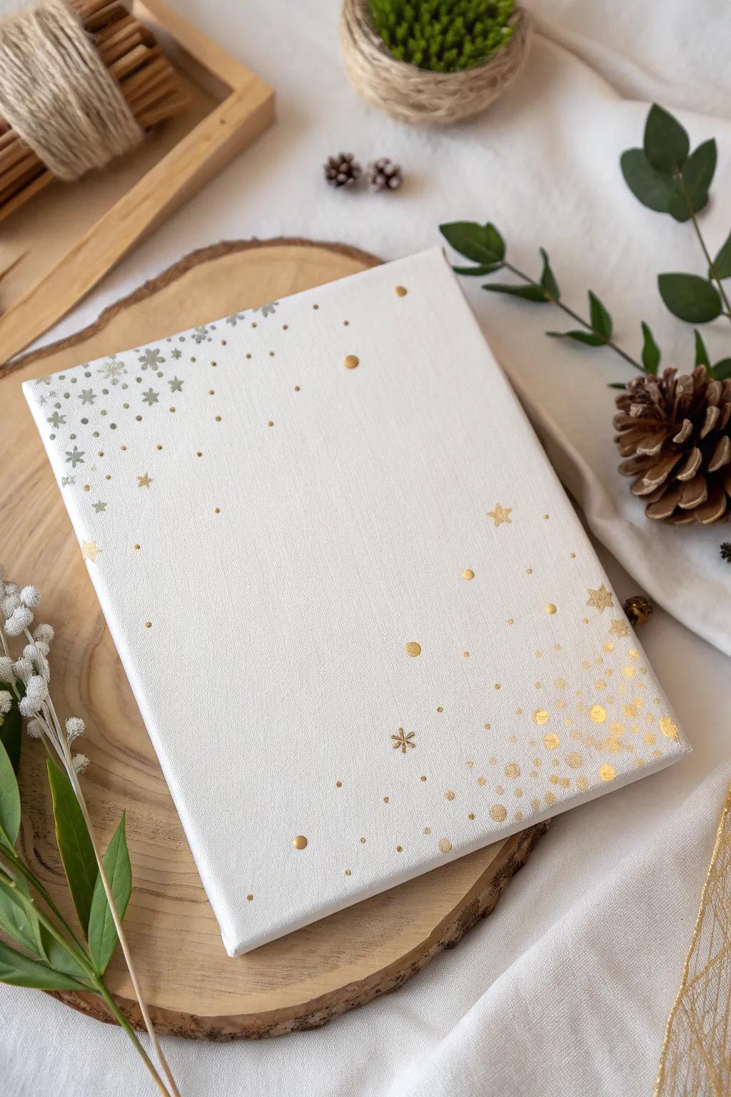 Embrace the subtle shimmer of metallic accents for a touch of glamour on your canvas.