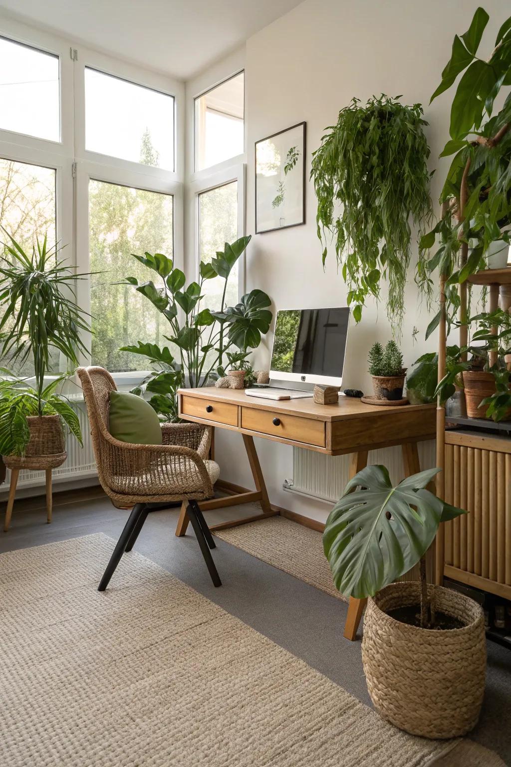 An eco-friendly office enhanced by a wool carpet.