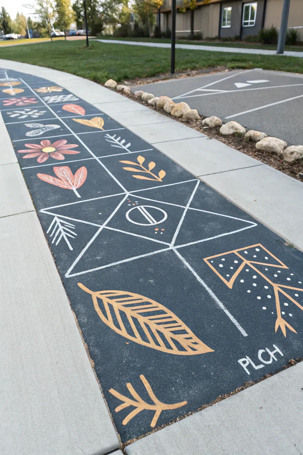 Step into a world of creativity and fun with this stunning life-size chalk art board game!