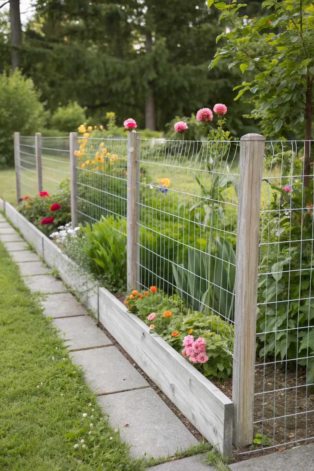 Elevate your garden with a minimalist wire mesh fence—affordable elegance with a touch of boho flair!