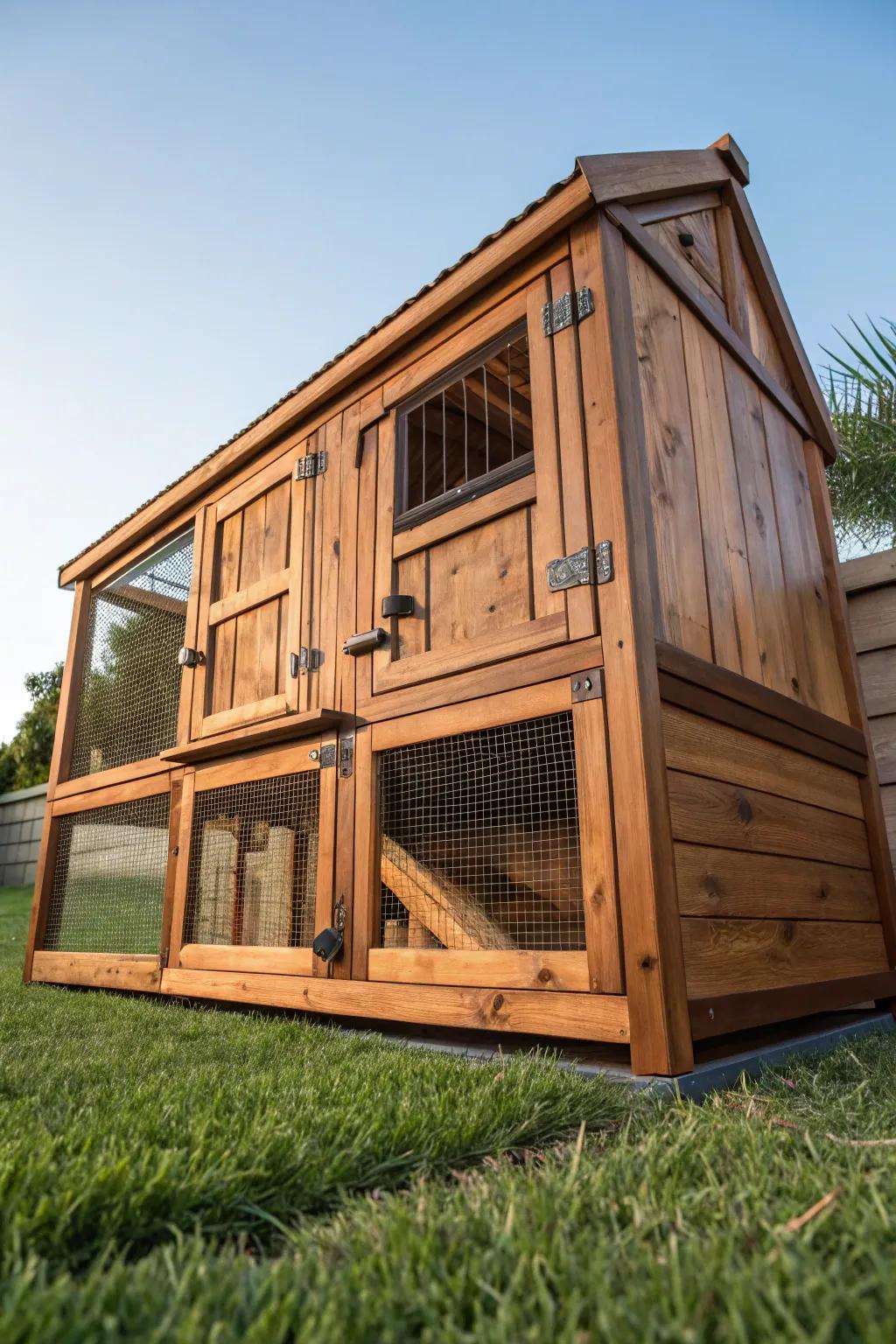 Transform a prefabricated rabbit hutch into a chic and secure home for your chicks with a touch of craftsmanship.