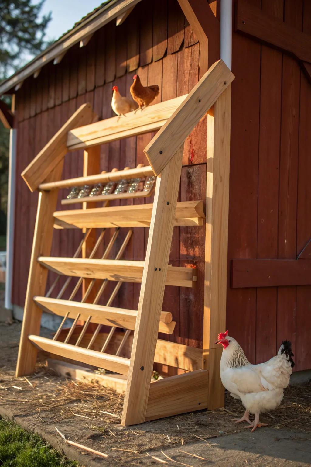 Upcycle with style: Transform an old drying rack into a charming roost for your flock!