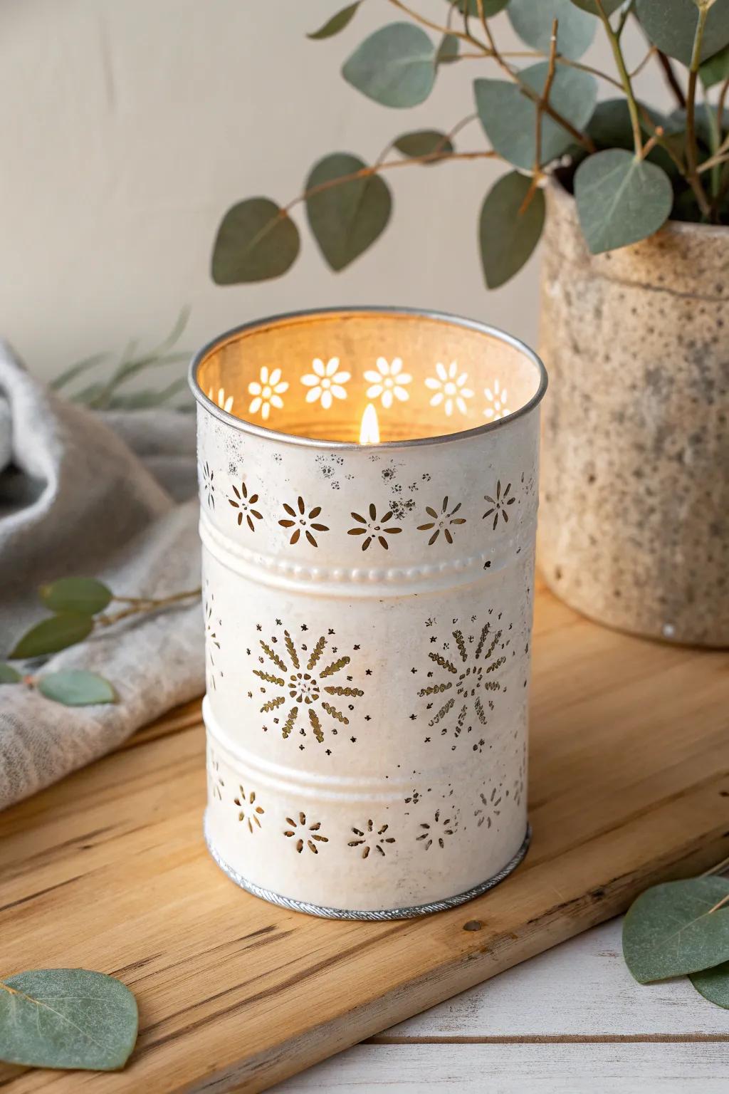 Illuminate your holiday nights with charming tin can luminaries, where simplicity meets festive magic.