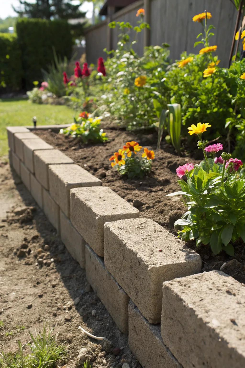 Define your garden with the timeless durability of cinder block borders.