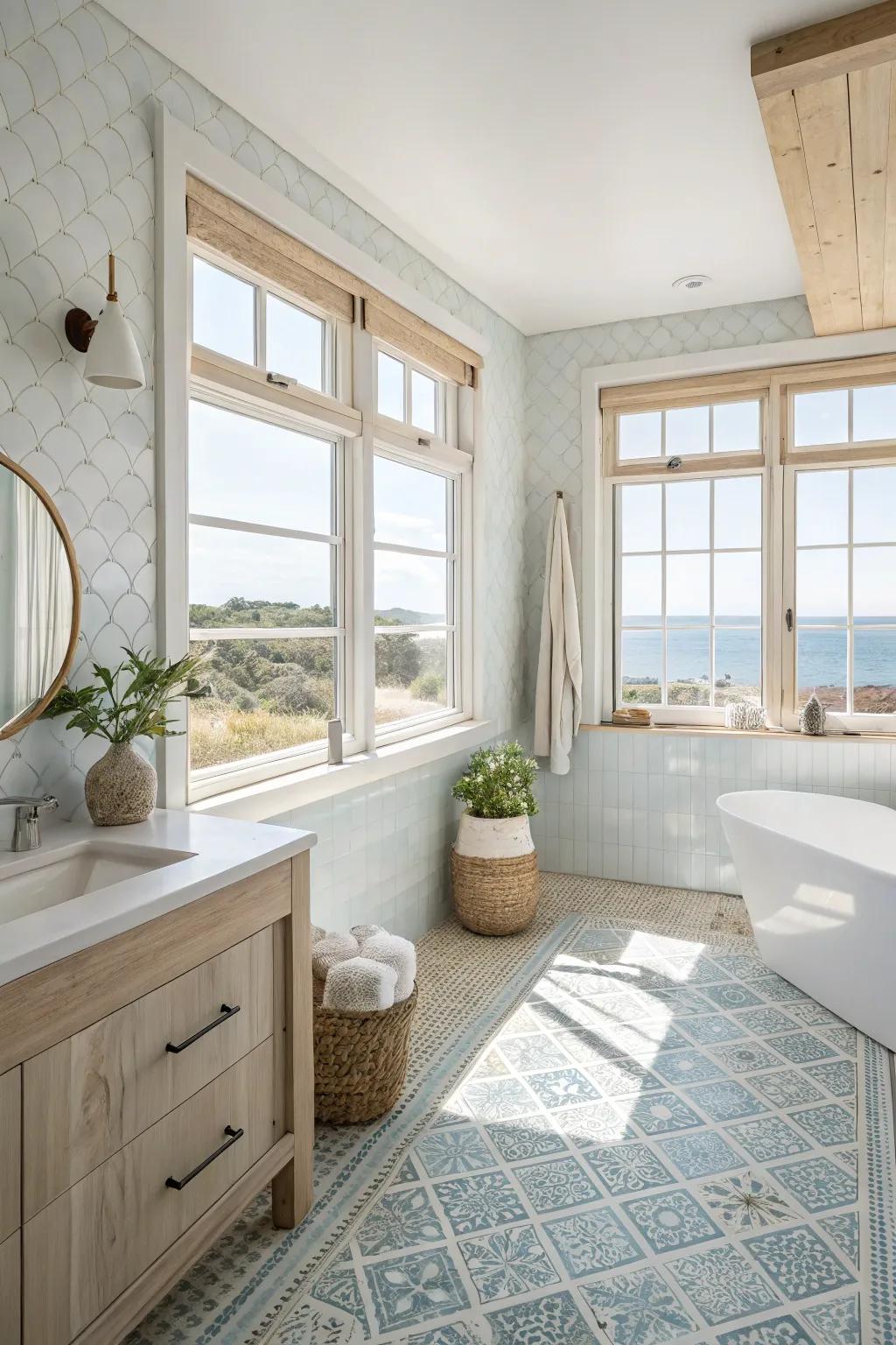 Open layouts enhance light and space in your bathroom.