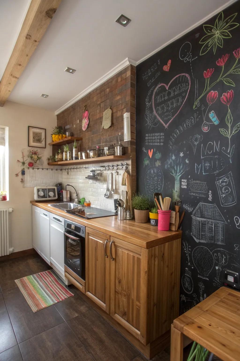 Chalkboard walls are both fun and functional.