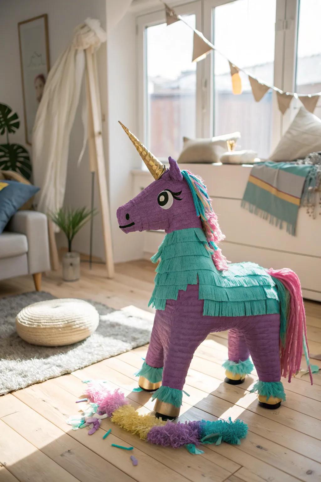 Add a touch of magic to your celebration with this stunning unicorn pinata, where fantasy meets minimalist elegance.
