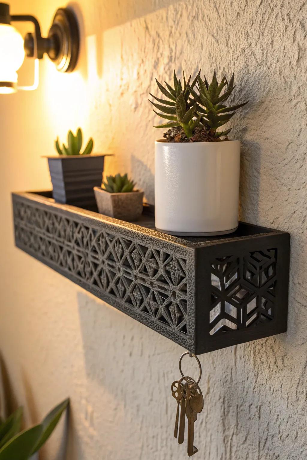 Elevate your space with the art of 3D-printed floating shelves.