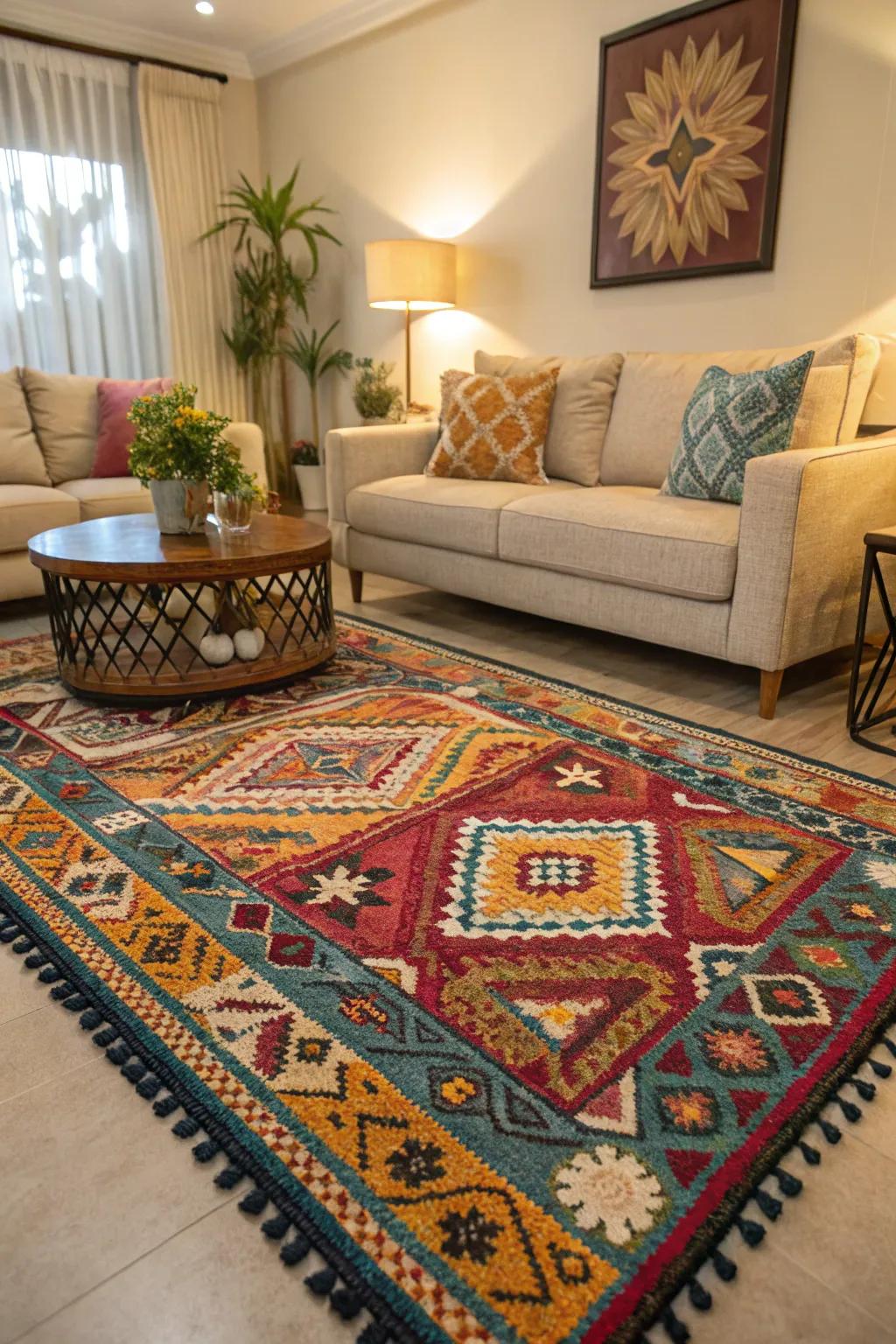 Artisan rugs add elegance and serve as stunning focal points.