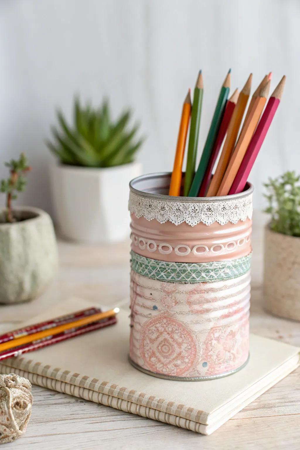 Bring a touch of boho elegance to your desk with these chic custom pencil holders!