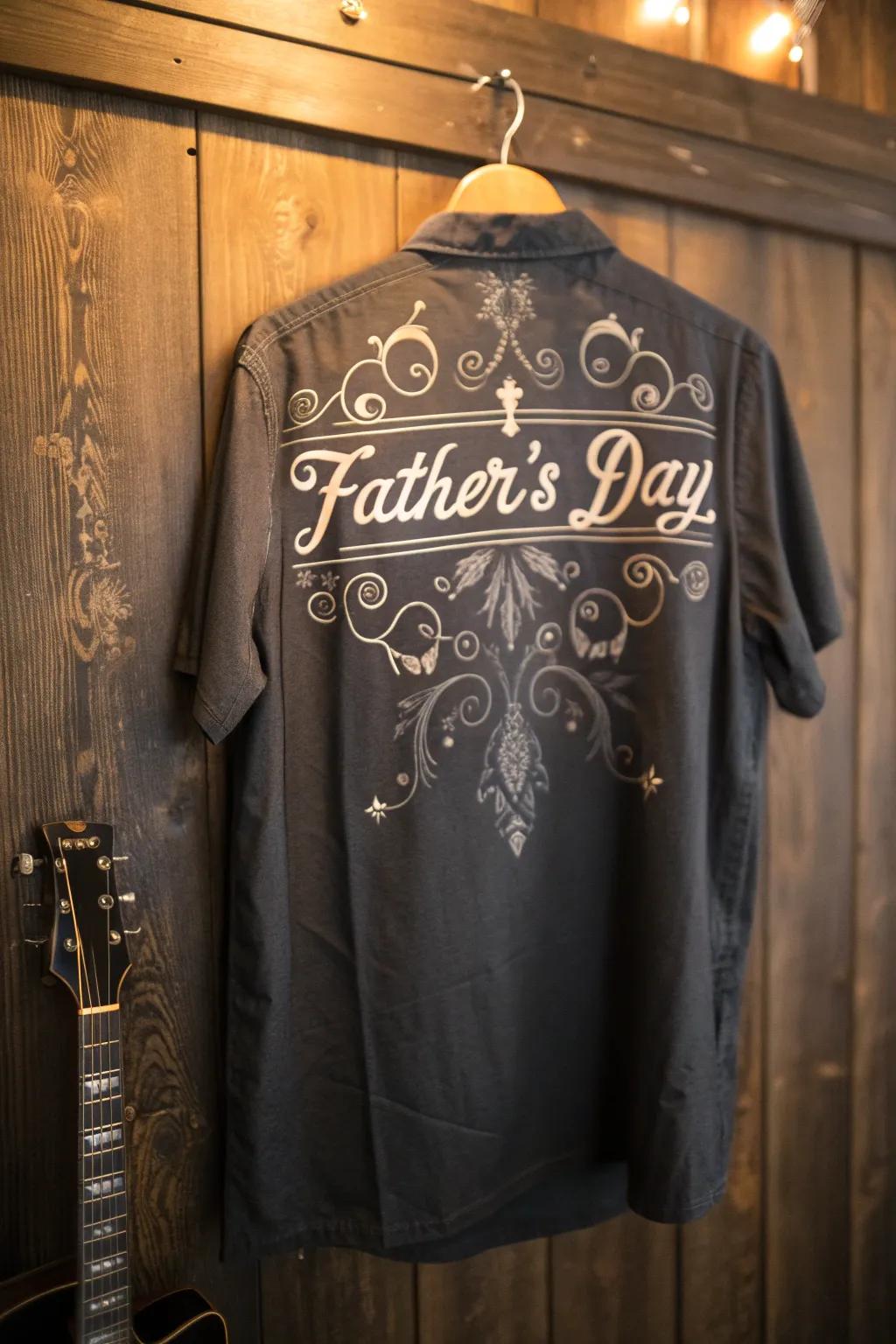 Strike the right chord with a custom shirt that sings his favorite tunes.