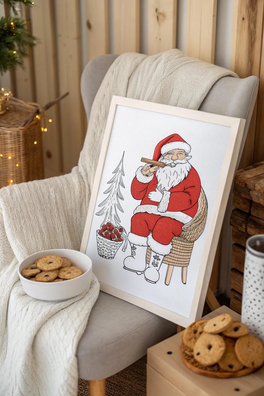 Santa's Sweet Cookie Moment: A Minimalist Delight
