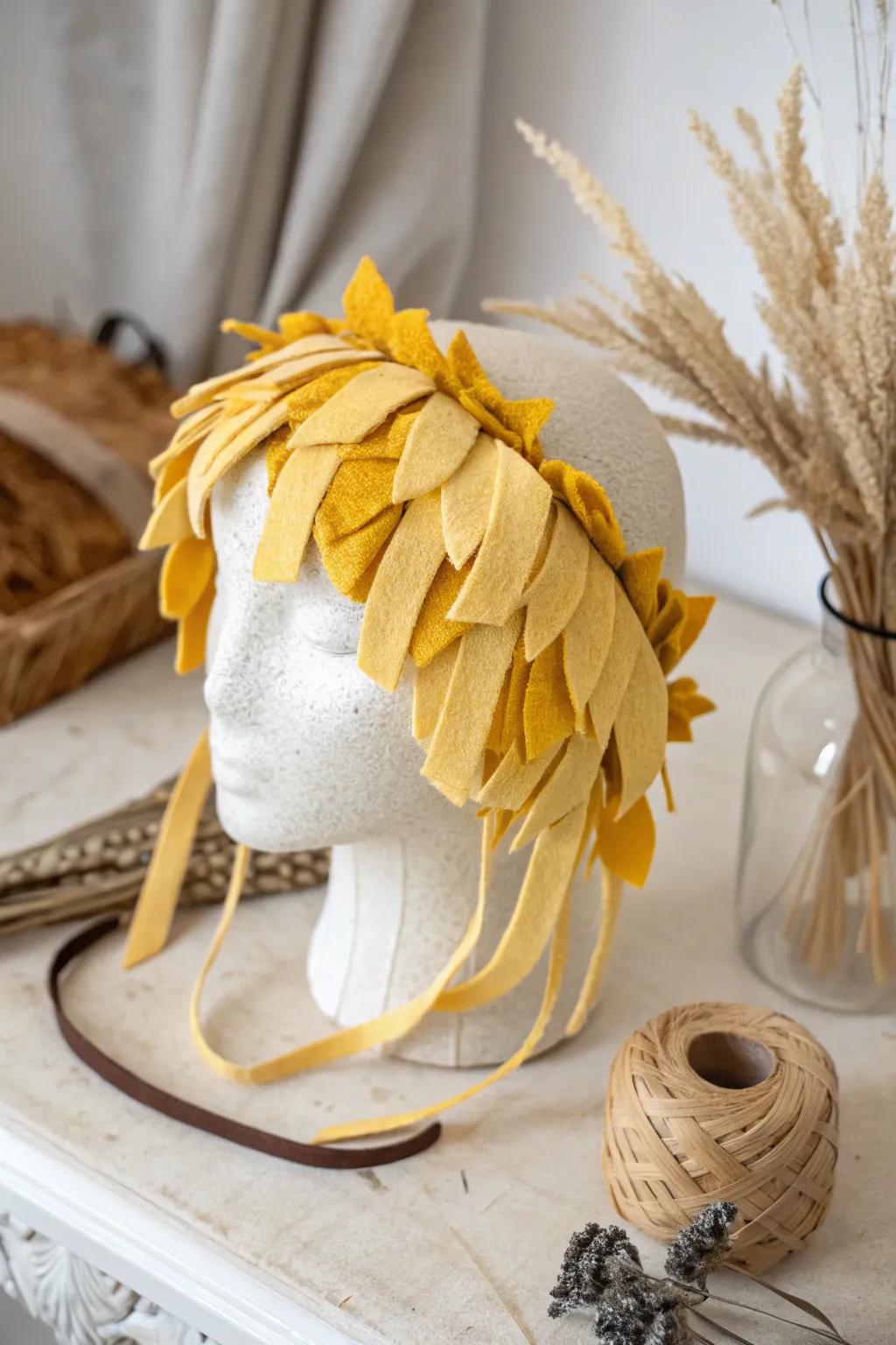 Elevate your Halloween style with a charming eco-friendly scarecrow headpiece, where sustainability meets whimsy.