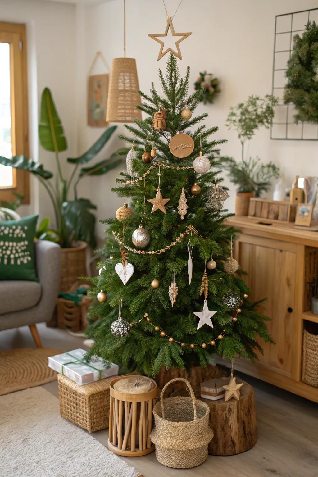 Sustainable style with an eco-friendly Christmas tree.