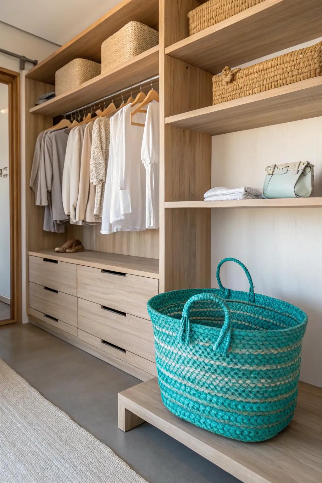 Add a vibrant touch to your minimalist wardrobe with a bold pop of color!