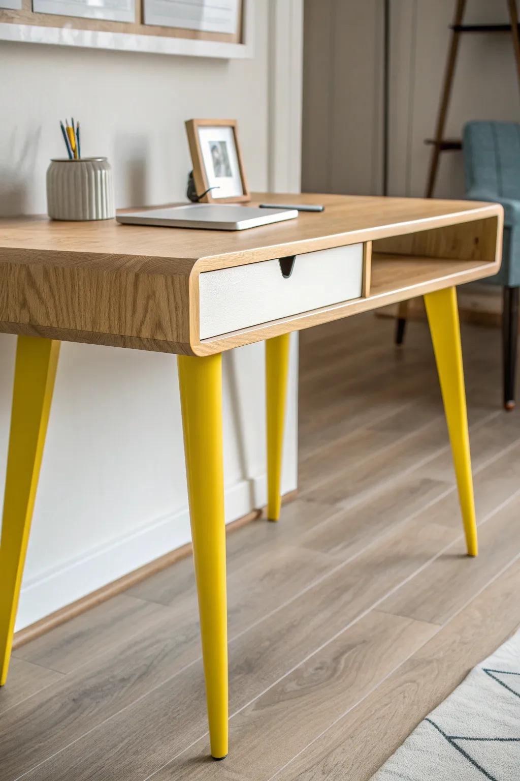 Add a pop of joy to your workspace with funky, brightly-colored furniture legs!