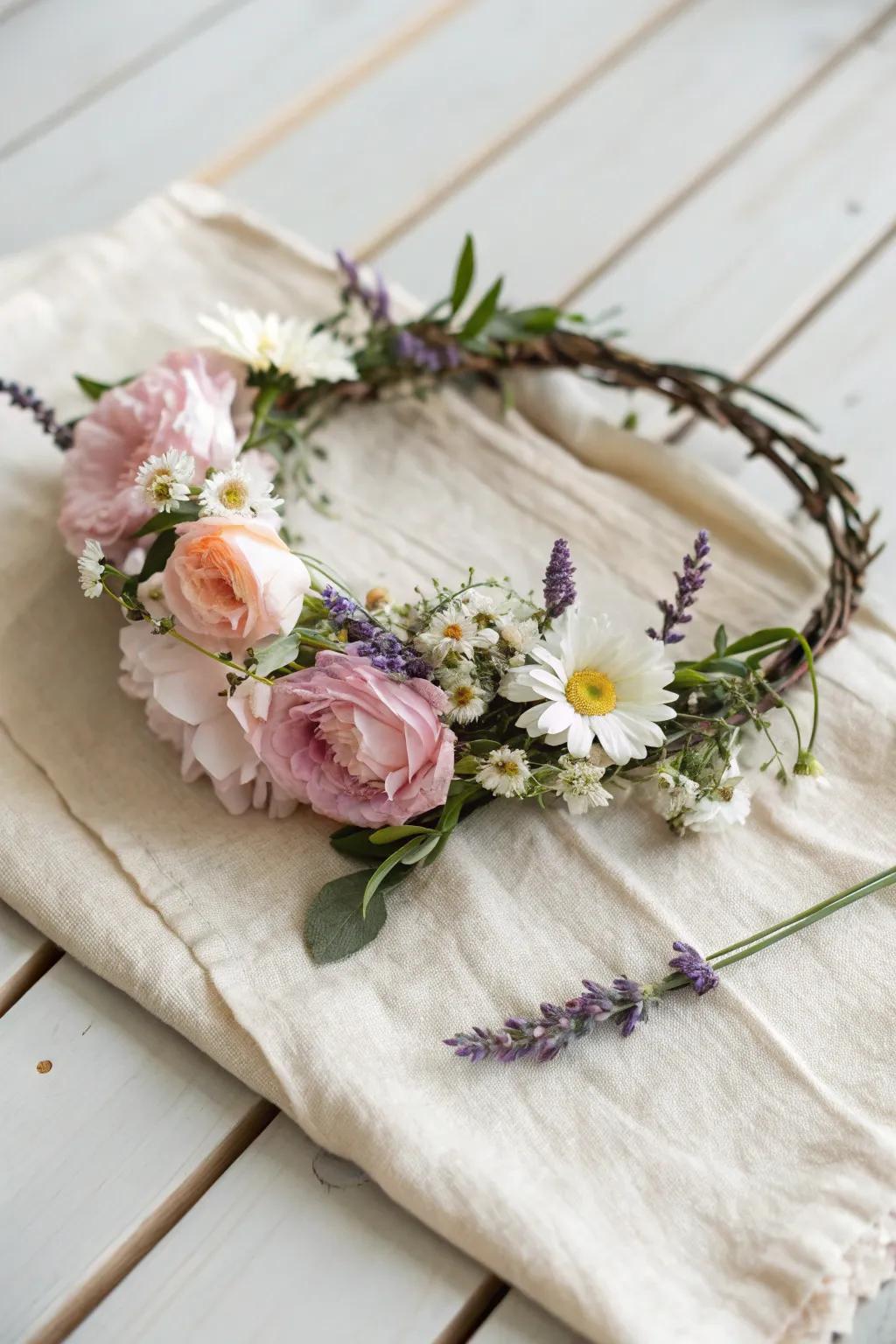Channel your inner bohemian queen with this enchanting flower crown.