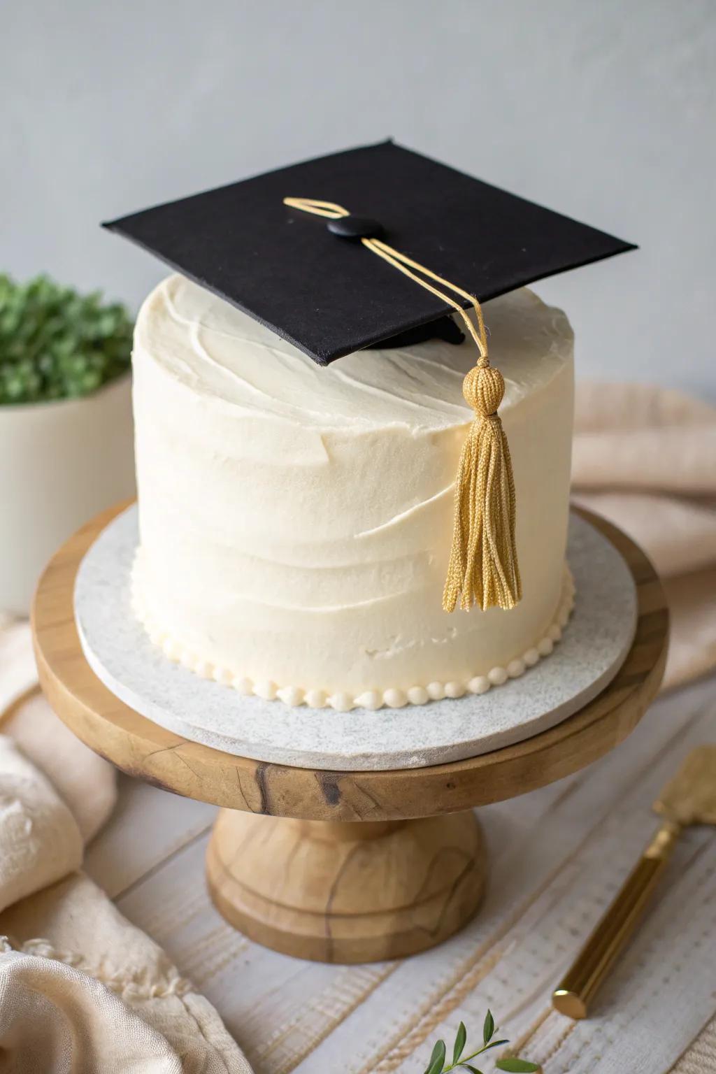 Elevate your celebration with a charming DIY graduation cap cake topper, the perfect blend of minimalist elegance and boho flair.