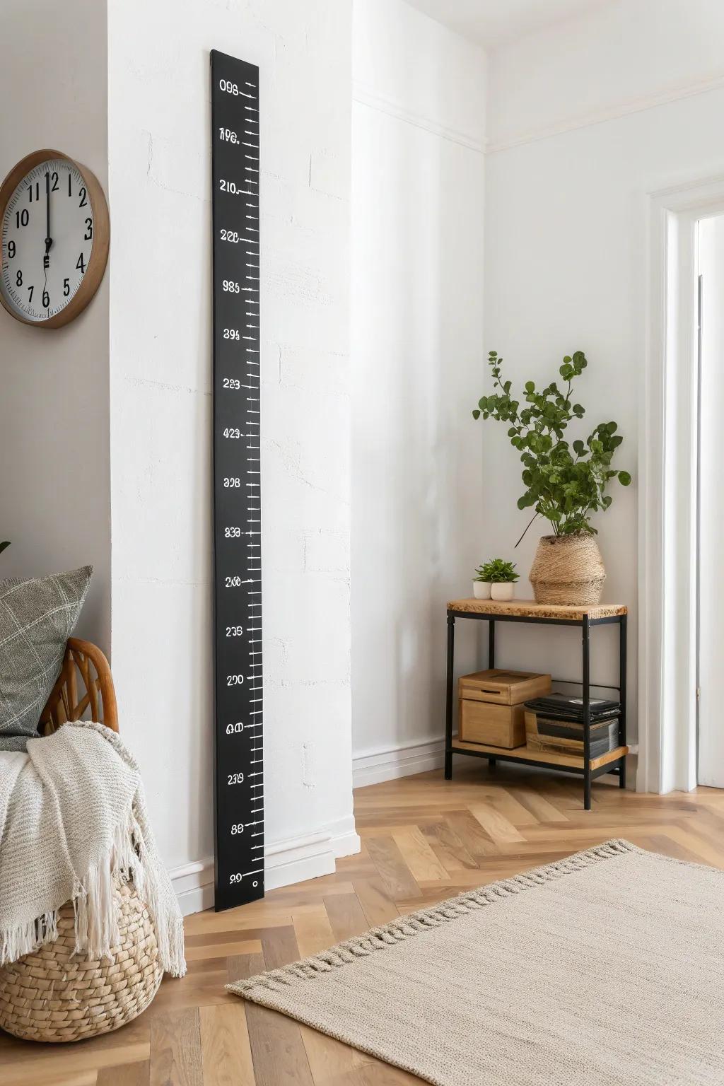 Effortlessly track growth with a stylish vinyl stick-on ruler – perfect for a chic, renter-friendly space!