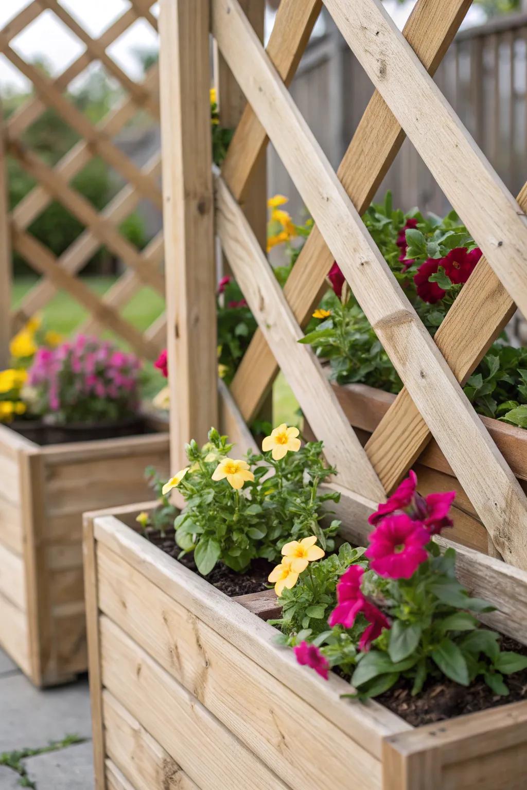 Transform your garden with a stunning lattice planter fence that combines elegance and nature in perfect harmony.