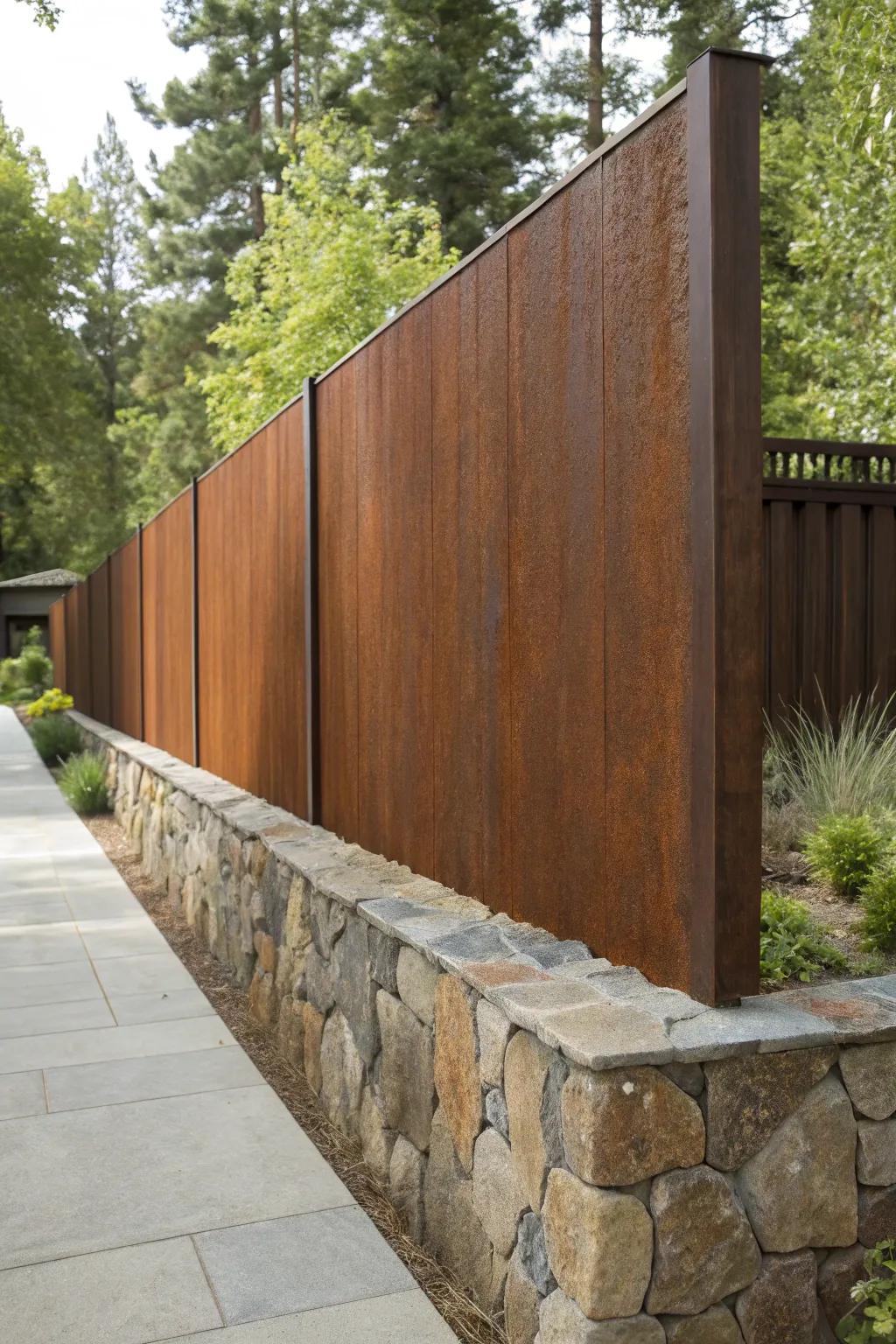 Elevate your outdoor space with the rugged elegance of a corten steel privacy fence, where art meets functionality.