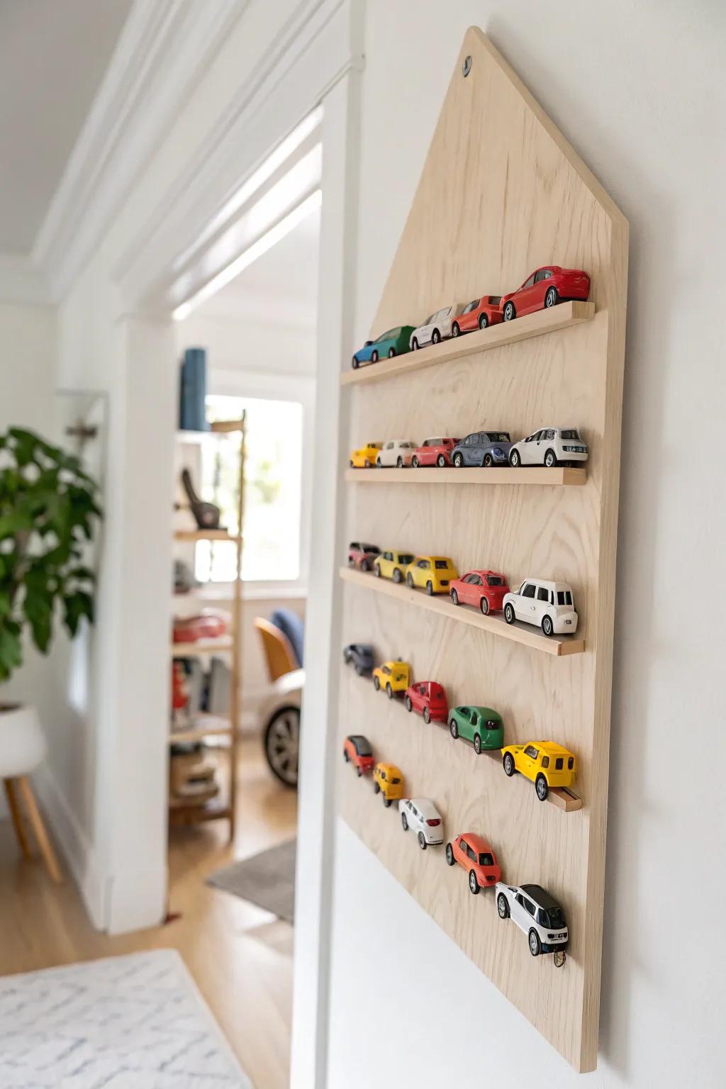 Transform cleanup into playtime with this stylish DIY magnet board for toy cars—a perfect blend of Scandinavian simplicity and Boho charm.