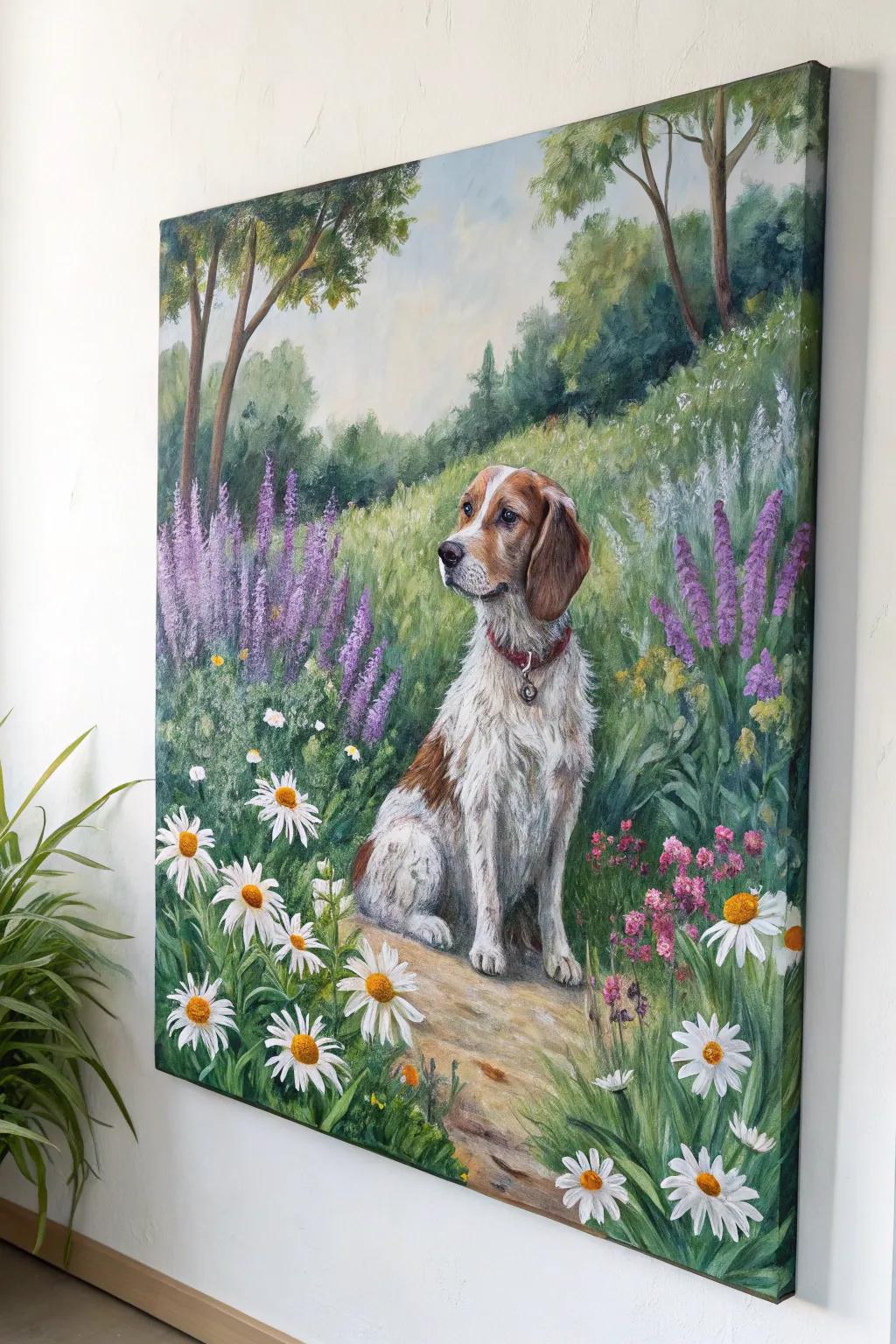 Nature's Best Friend: Bring the outdoors in with this garden-inspired dog painting.