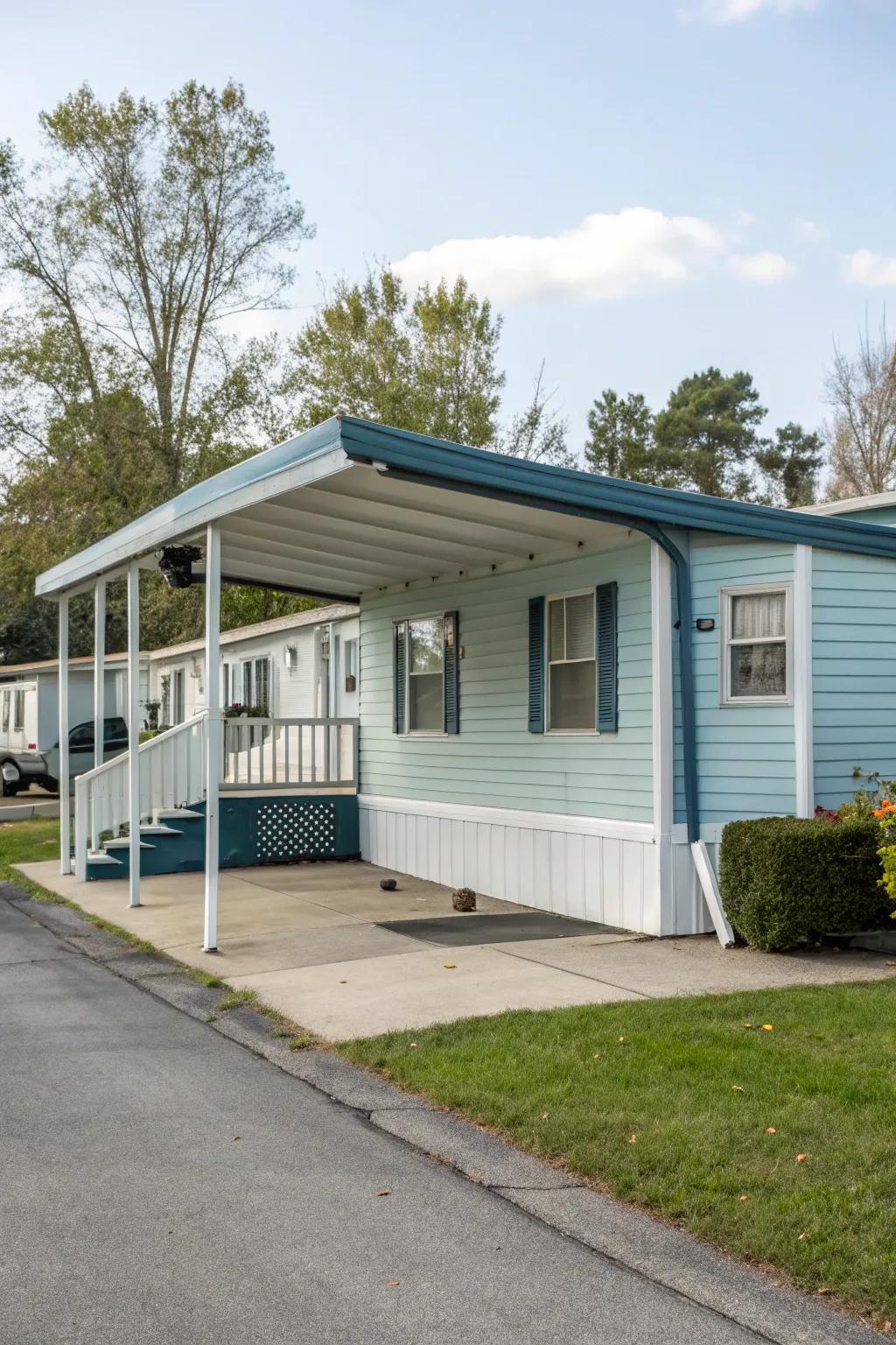 A carport seamlessly matching the home's color palette for a unified design.