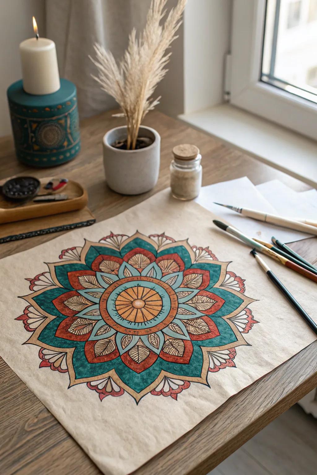 Find your inner peace: Dive into the mindful journey of creating a mandala.