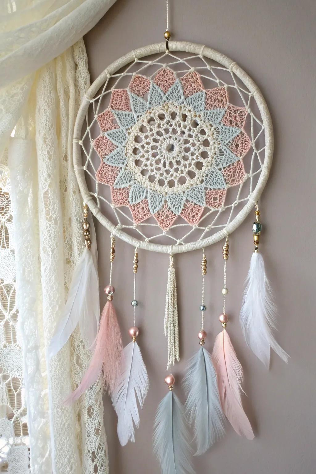 Unleash your creativity with a mixed media dream catcher—where elegance meets artistry.