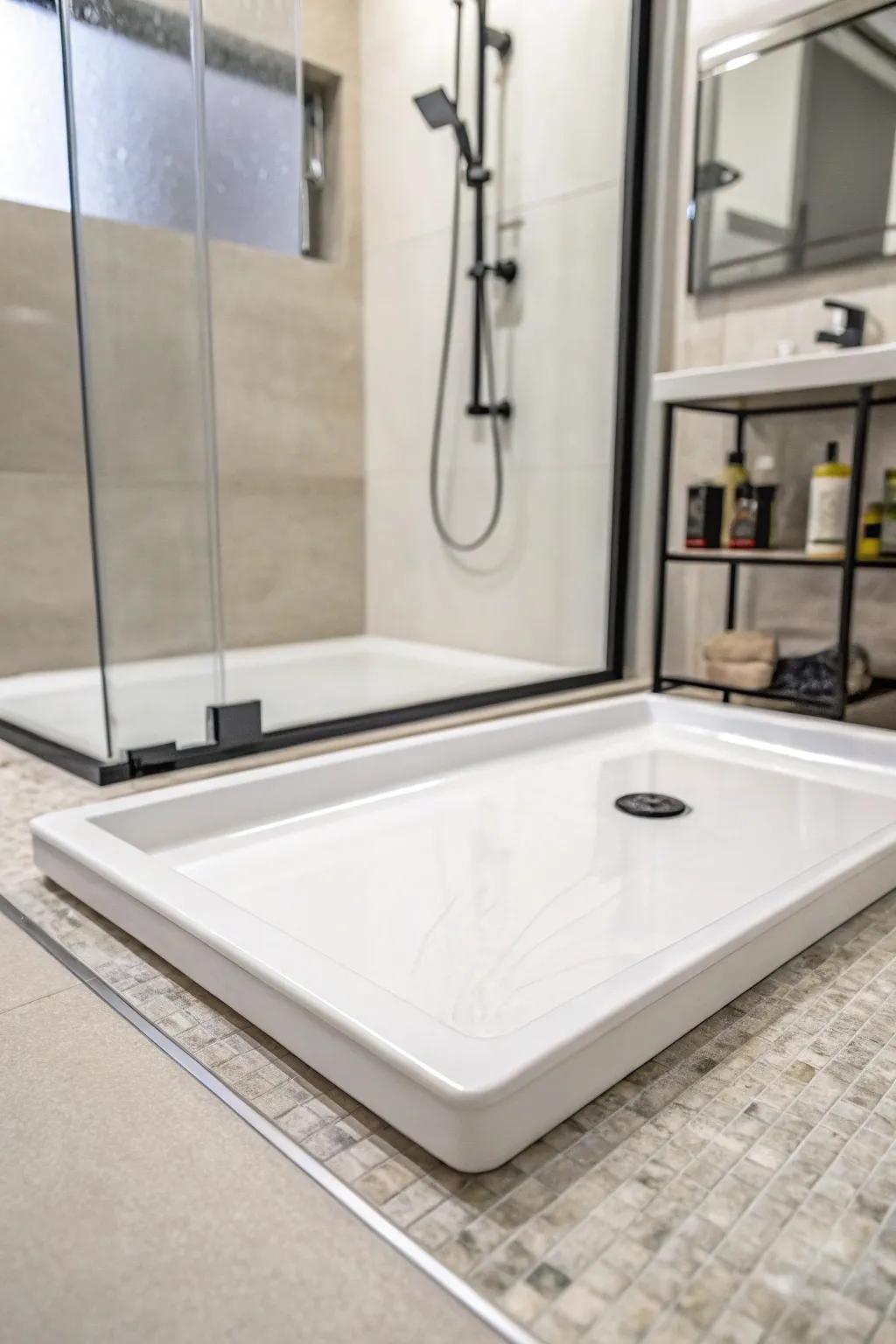 Seamless shower pans blend form with function.