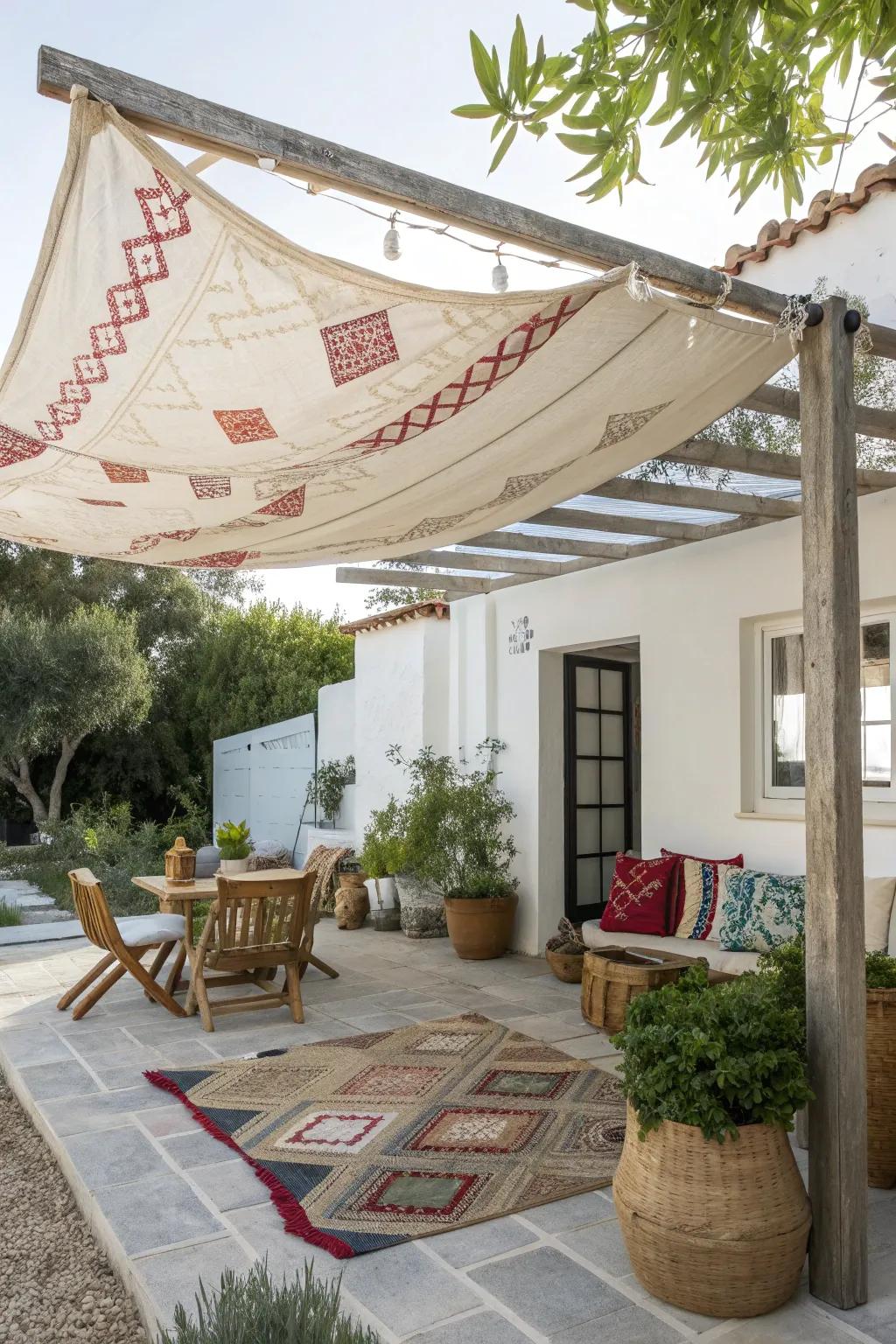 Transform your patio with the charm of vintage sailcloth, where Scandinavian simplicity meets boho creativity.