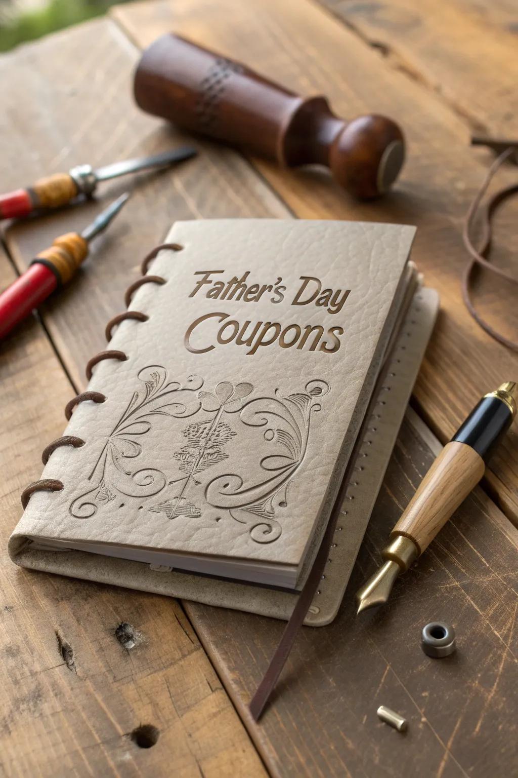 Craft a heartfelt Father's Day with a personalized coupon booklet, where every page speaks love and craftsmanship.