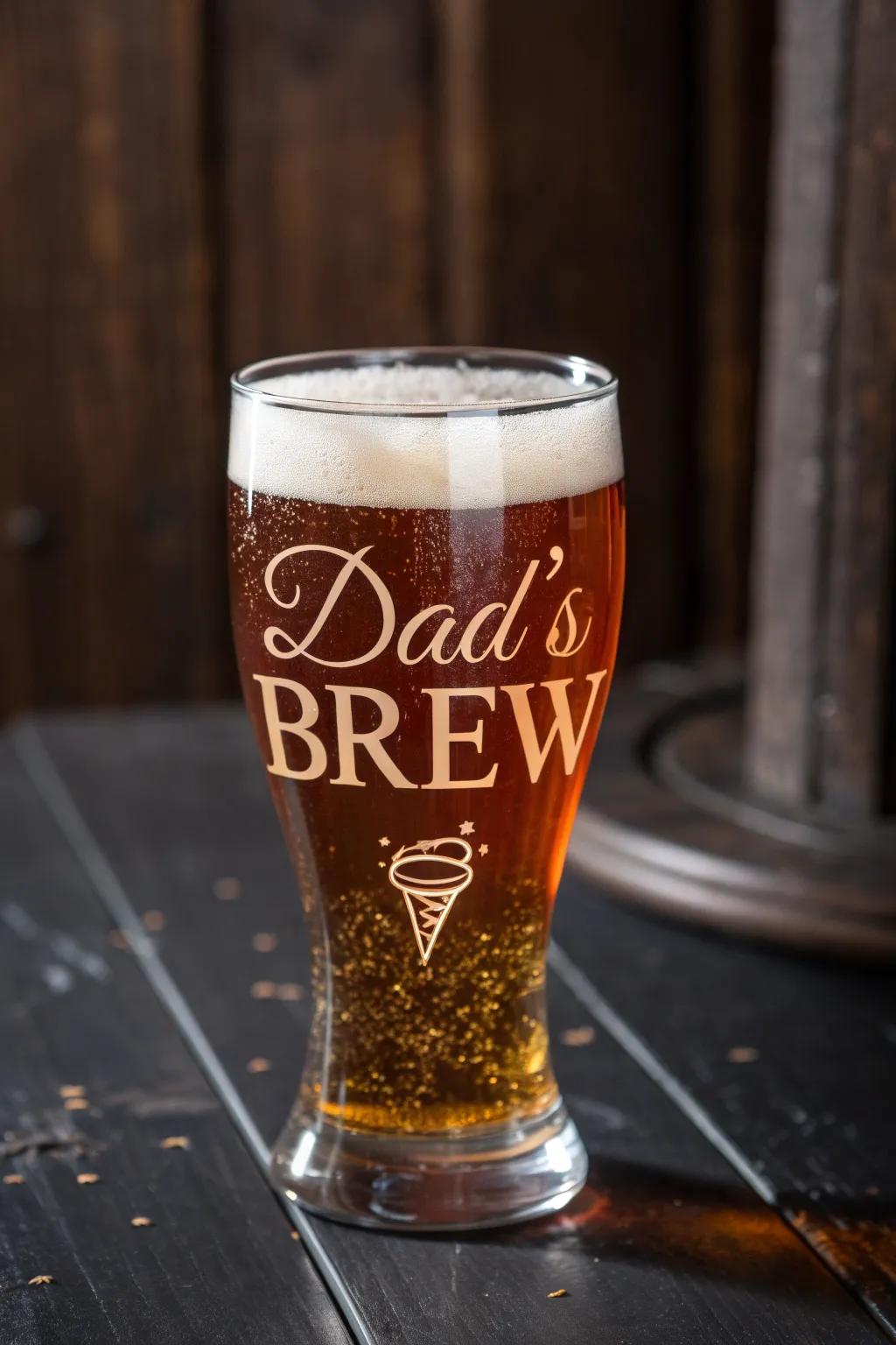 Raise a glass to Dad's unique style with custom vinyl beer glasses.