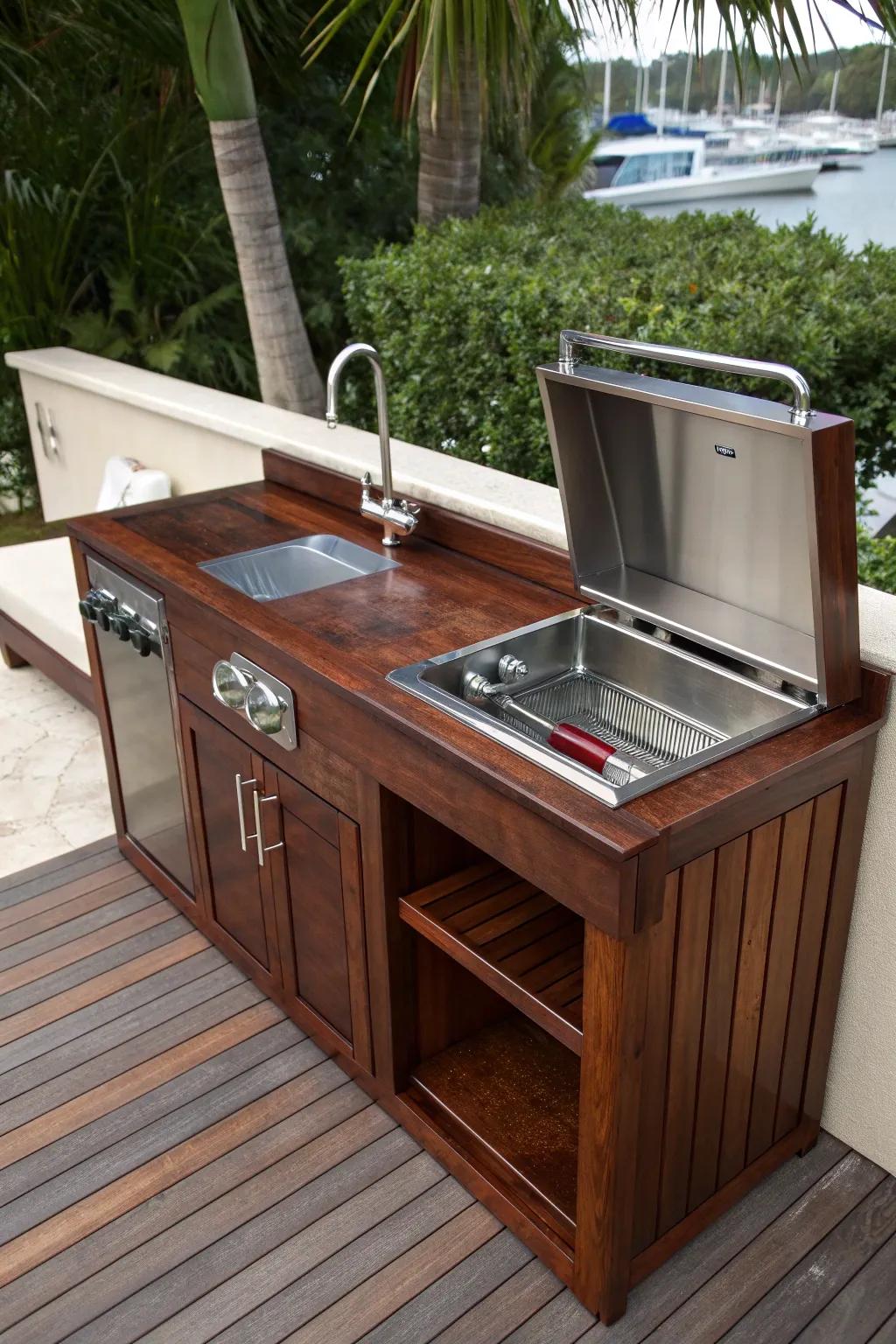 Elevate your fish cleaning experience with this elegant and efficient waste management solution.