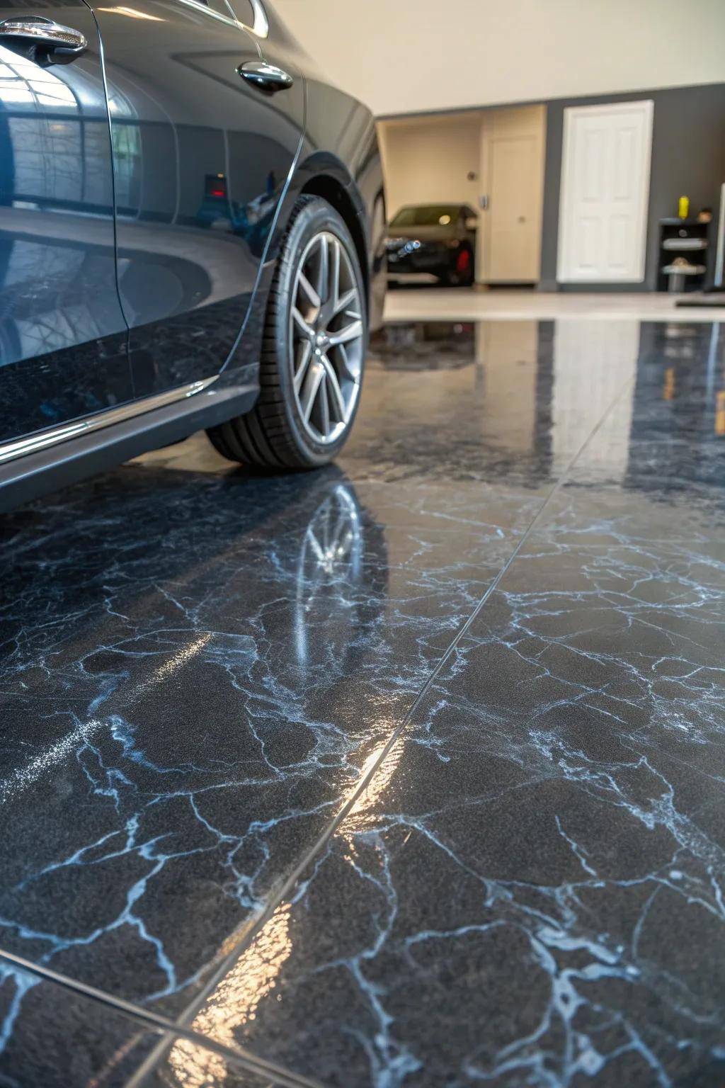 Elevate your garage with the perfect blend of style and practicality: the industrial charm of epoxy-coated floors.