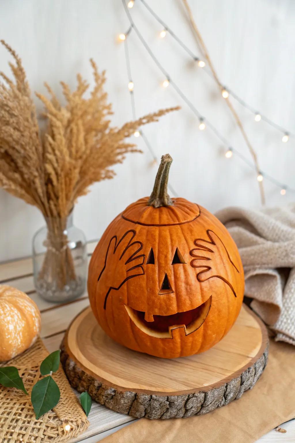 Peek-a-Boo Pumpkin: A charming blend of creativity and playfulness for your autumn decor.