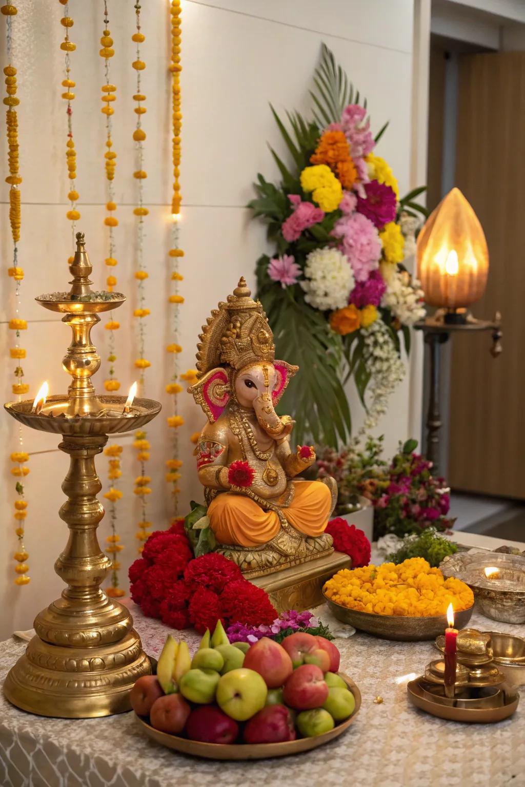 Brass elements add elegance and reflect light beautifully.