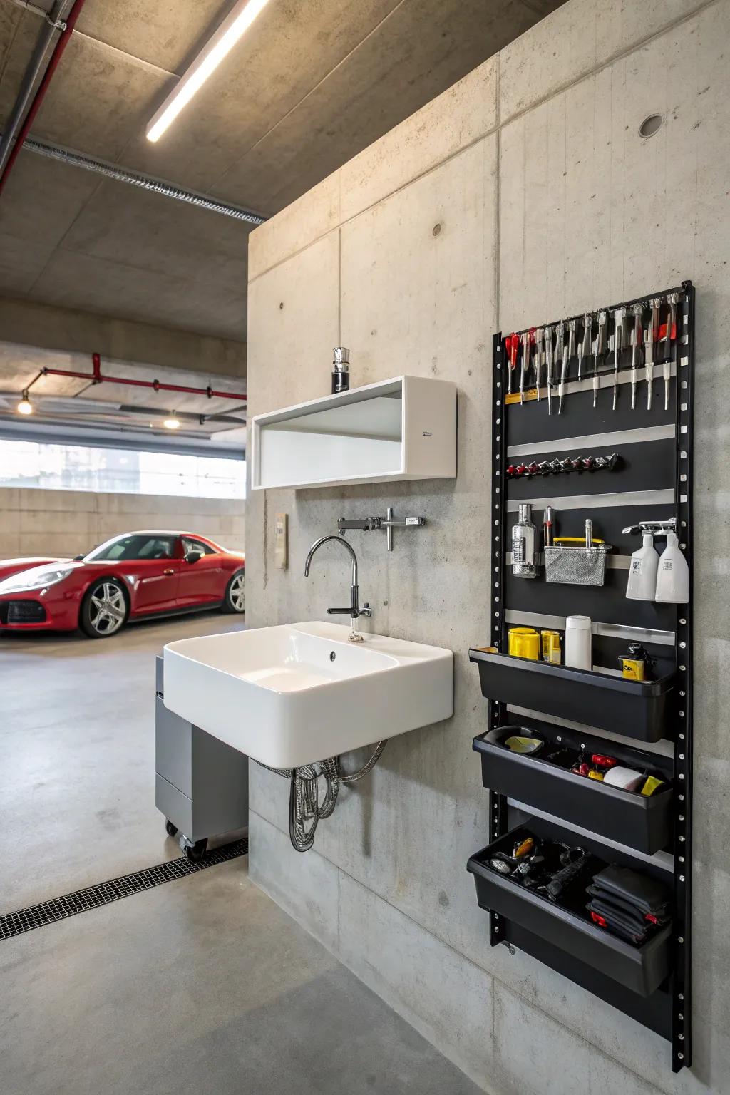 Optimize space with a sleek wall-mounted sink.