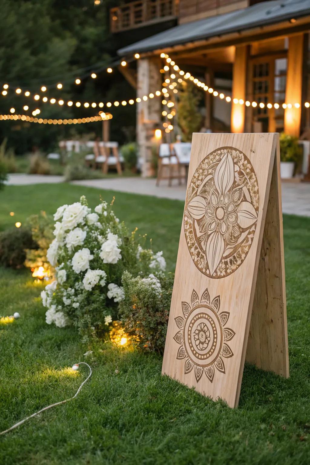 Celebrate in style with a touch of surprise—Scandinavian elegance meets Boho charm in this interactive yard sign.