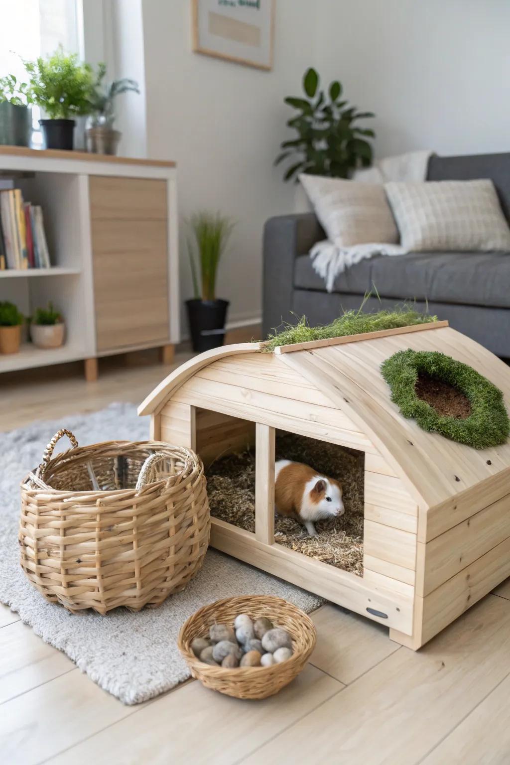 Effortless elegance meets practicality: A minimalist guinea pig haven that’s a breeze to maintain and a joy to behold!
