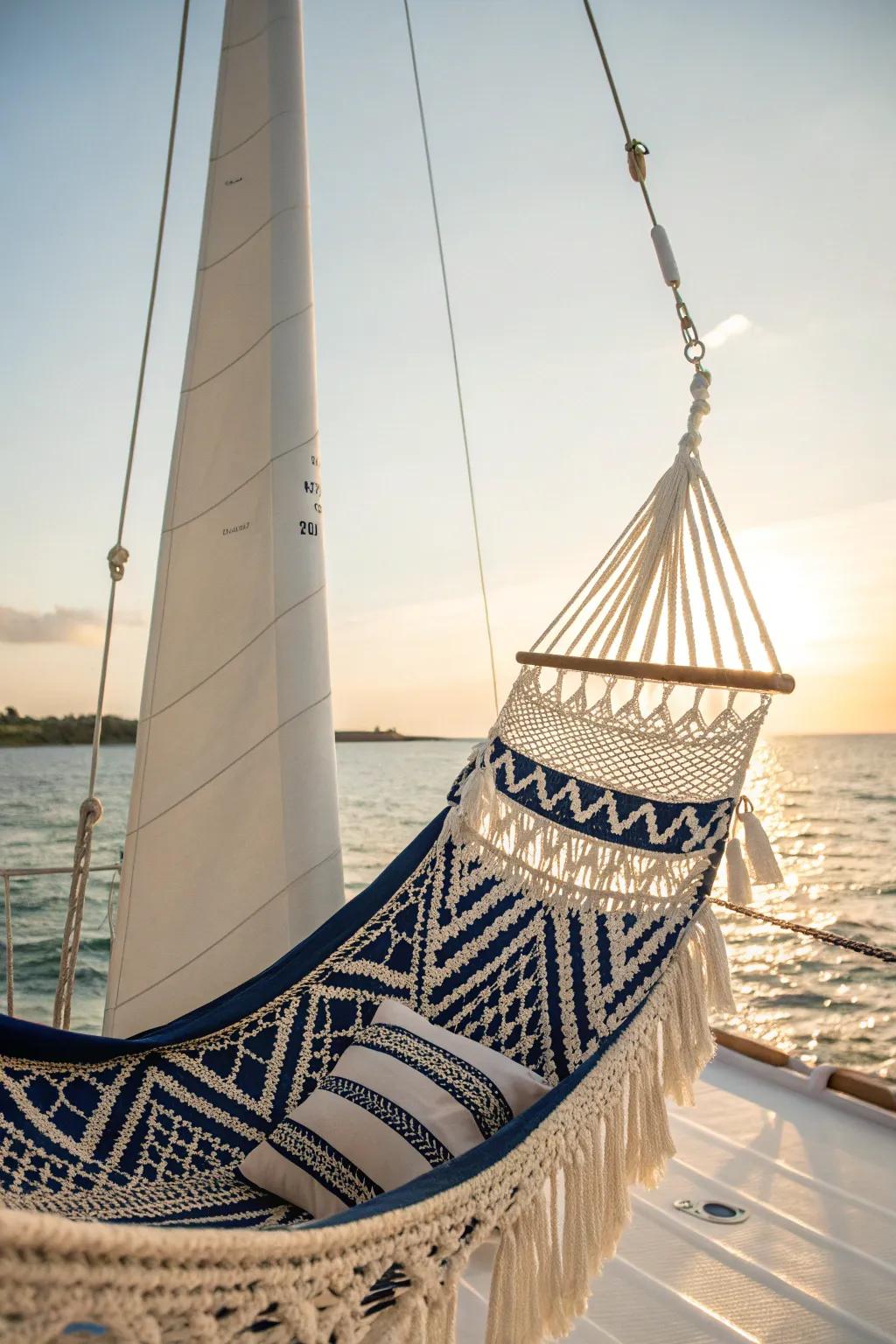 Sail into serenity: Discover the art of hanging your hammock from a boat mast for the ultimate seaside escape.