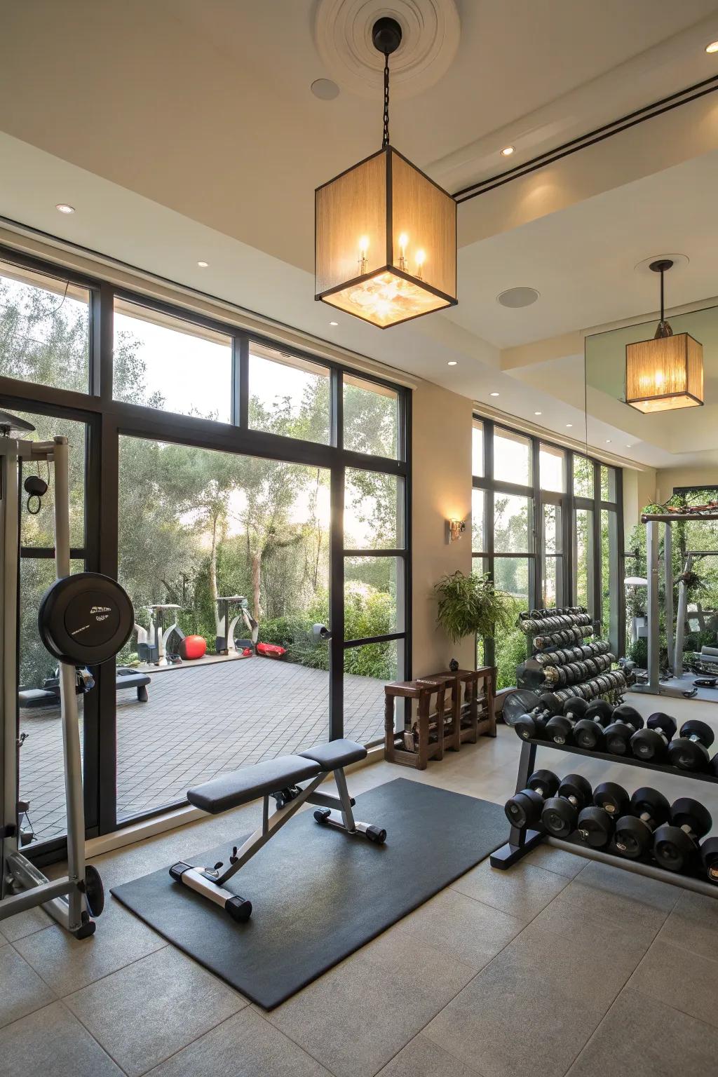 Effective lighting in a home gym to create an energizing workout environment.