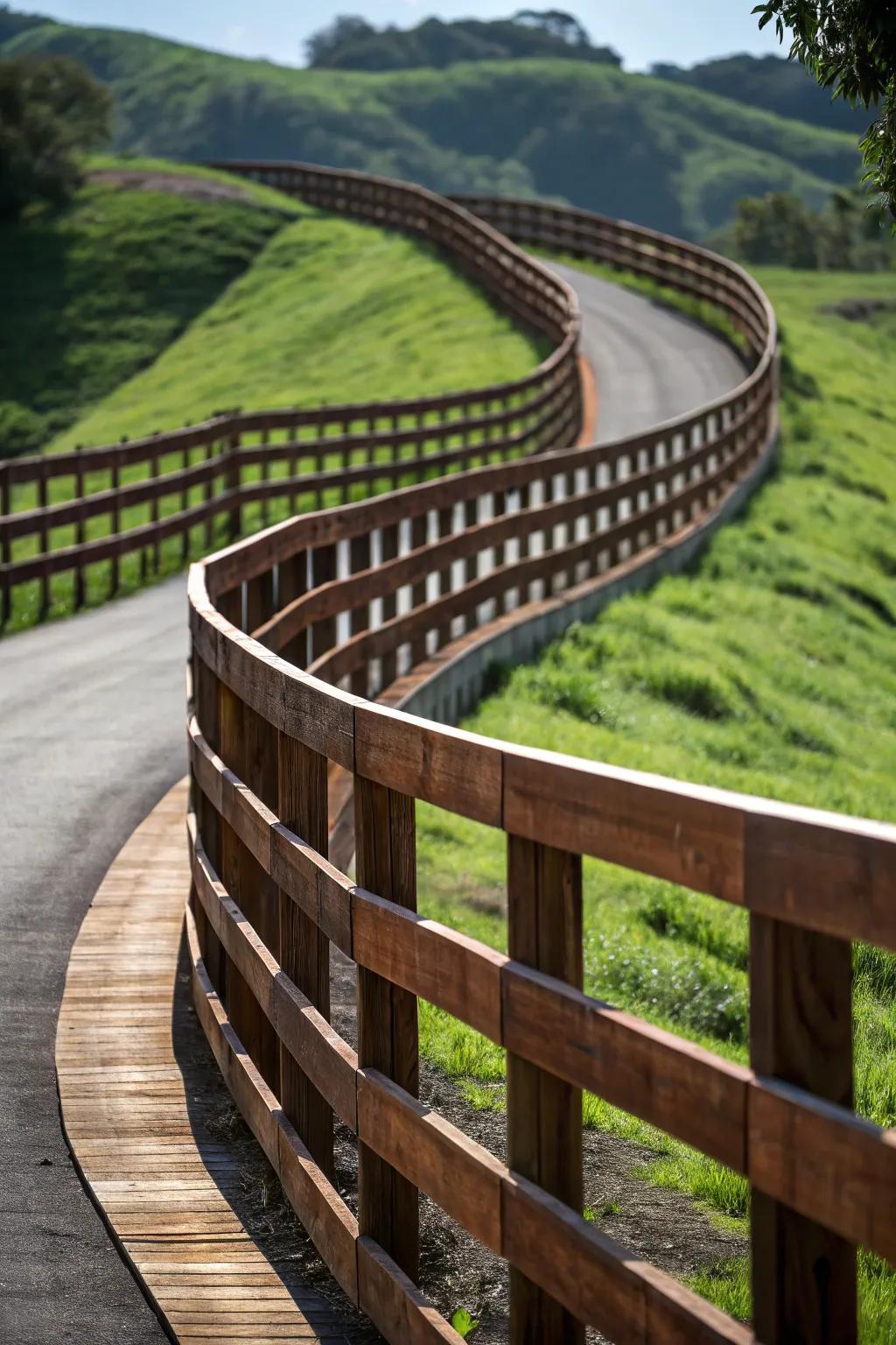 Elevate your landscape with the timeless beauty of a curved horizontal fence.